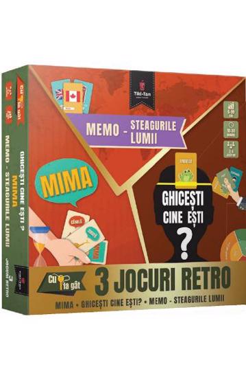 Carte 3 jocuri retro: Memo - Steagurile lumii. Mima. Ghicesti cine esti? editura Gama