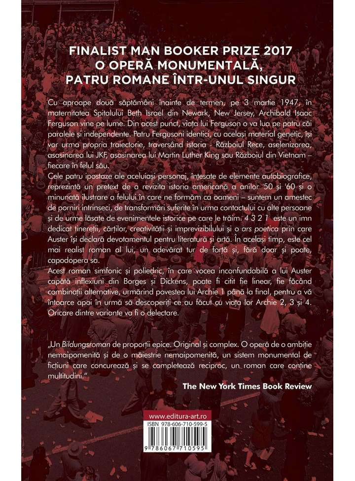 Carte 4 3 2 1 autor Paul Auster editura Art