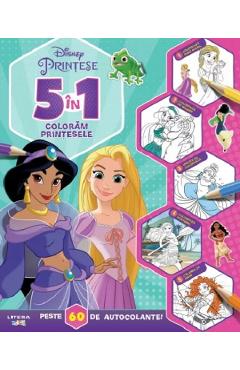 Carte 5 in 1. Coloram printesele. Peste 60 de autocolante editura -