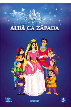 Carte Alba ca Zapada. Carte de colorat cu povesti editura Fratii Grimm