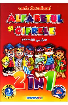 Carte Alfabetul si cifrele. Exercitii grafice - Carte de colorat editura -