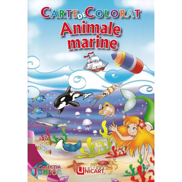 Carte Animale marine. Carte de colorat