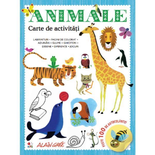 Carte Animale. carte de activitati. peste 100 de autocolante