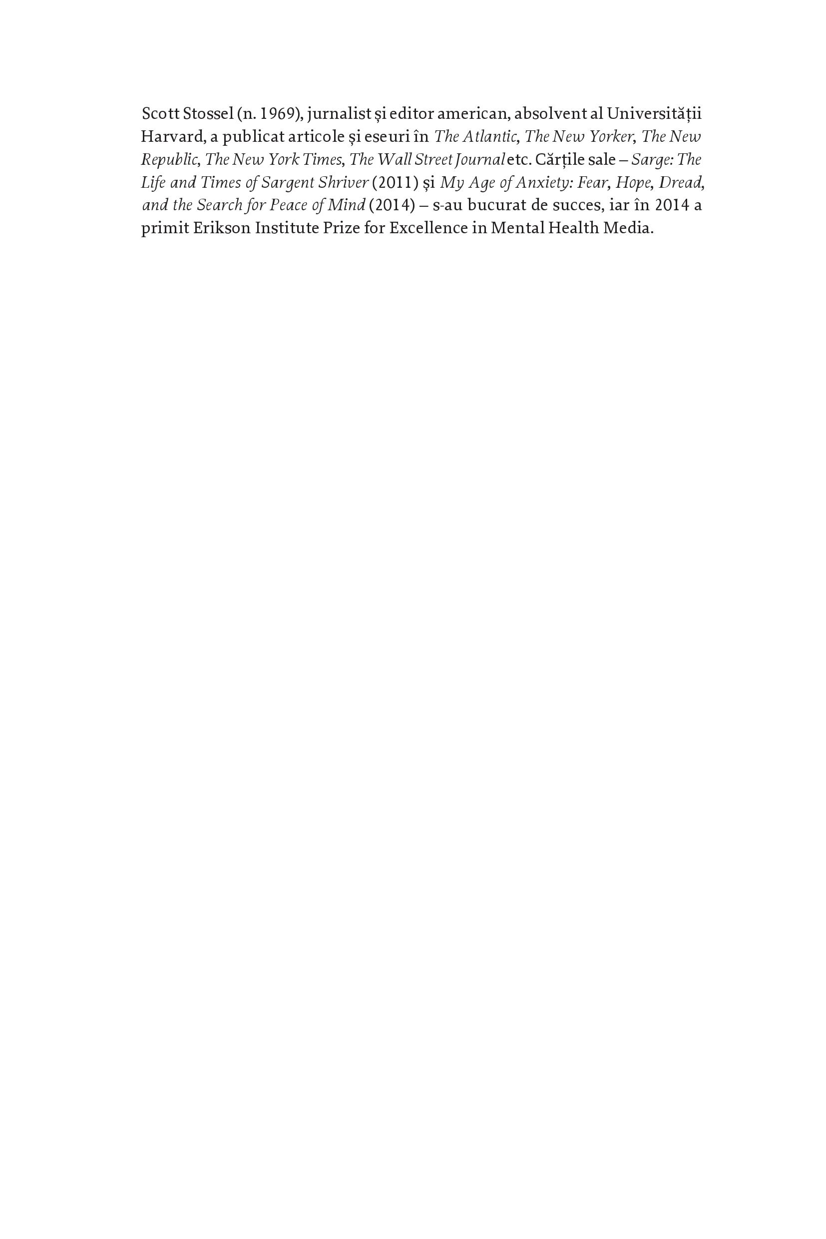 Carte Anxietatea autor Scott Stossel editura Humanitas