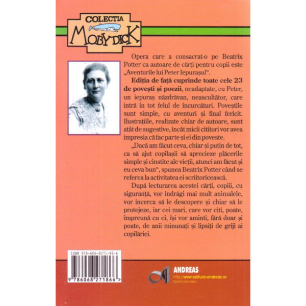 Carte Aventurile lui Peter Iepurasul autor Beatrix Potter editura Andreas