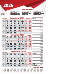 Carte Calendar de perete triptic planner 2026. 12 file