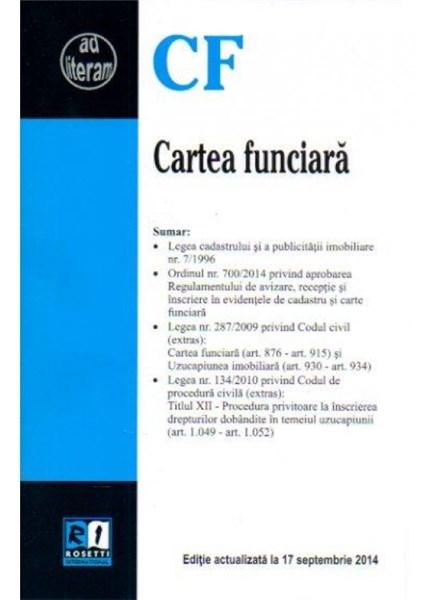 Carte Cartea funciara (17.09.2014)   editura ROSETTI INTERNATIONAL