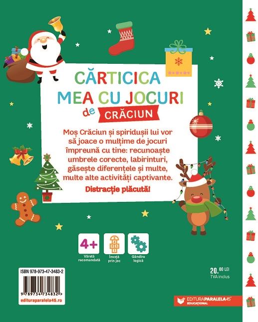 Carte Carticica mea cu jocuri de Craciun   editura Paralela 45