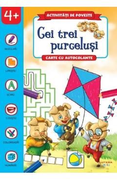 Carte Cei trei purcelusi. Carte cu autocolante editura -