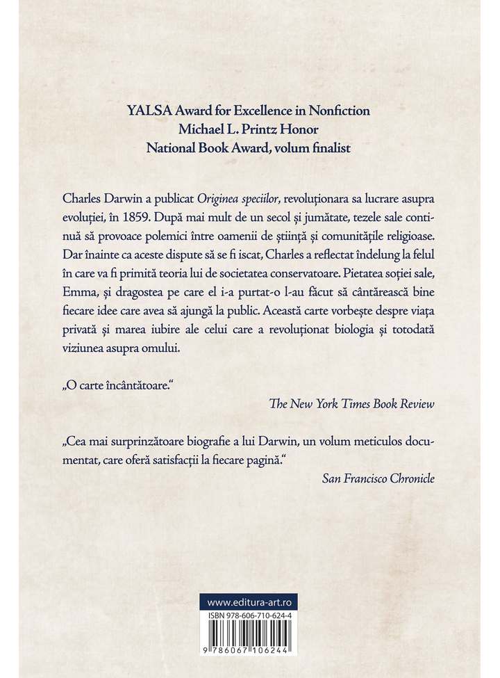 Carte Charles si Emma. Crezul familiei Darwin autor Deborah Heiligman editura Art
