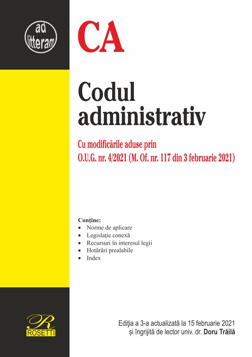 Carte Codul administrativ autor Doru Traila editura Rosetti