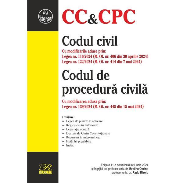 Carte Codul civil. Codul de procedura civila Ed.11 Act.9 iunie 2024 - Evelina Oprina