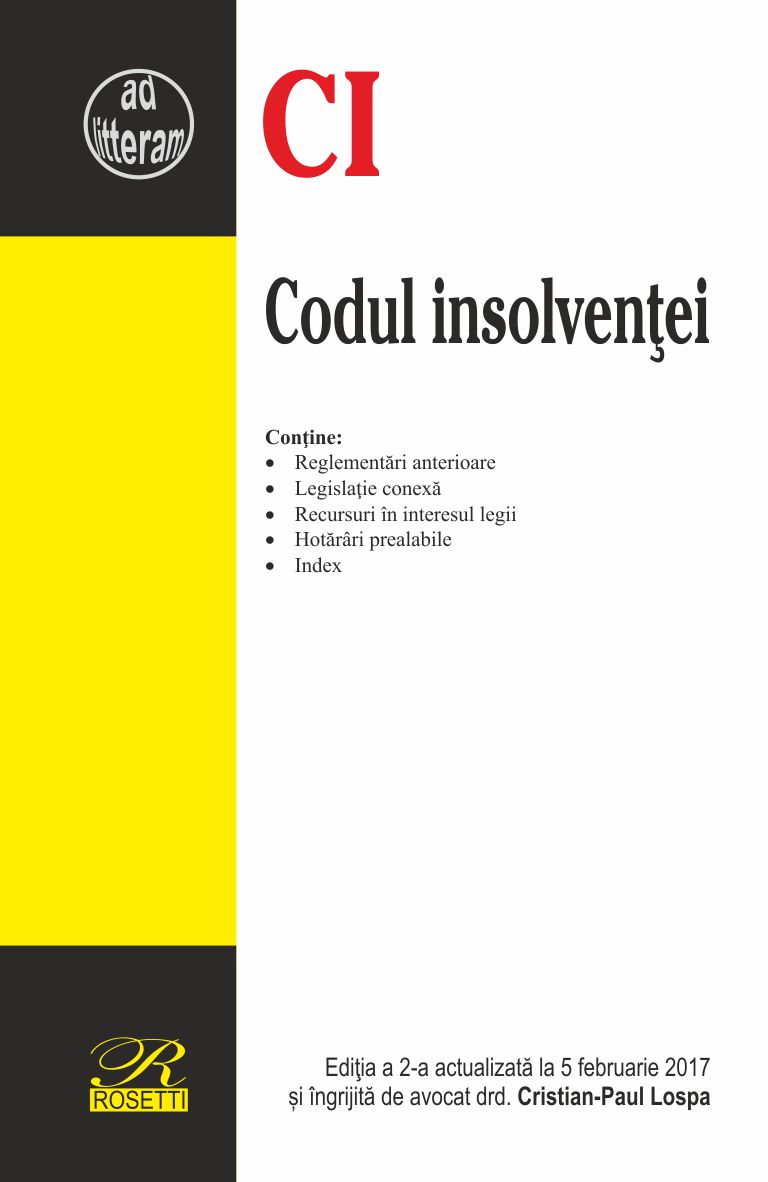 Carte Codul insolventei   editura Rosetti