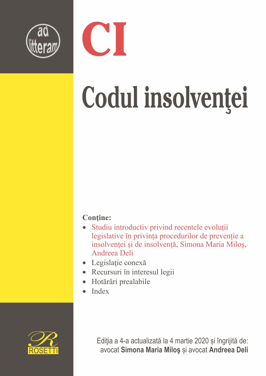 Carte Codul insolventei. 4 martie 2020 autor Andreea Deli