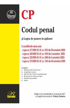 Carte Codul penal si Legea de punere in aplicare Act. 5 ianuarie 2021 editura -