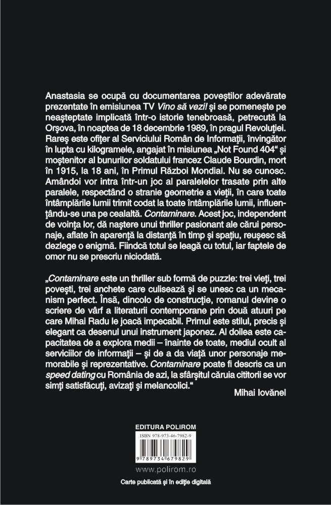 Carte Contaminare autor Mihai Radu editura Polirom