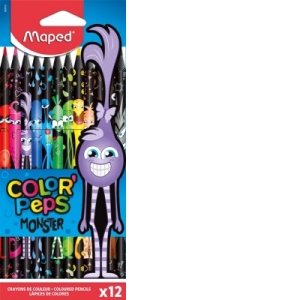 Carte Creioane colorate Color Peps Monsters 12 culori/set