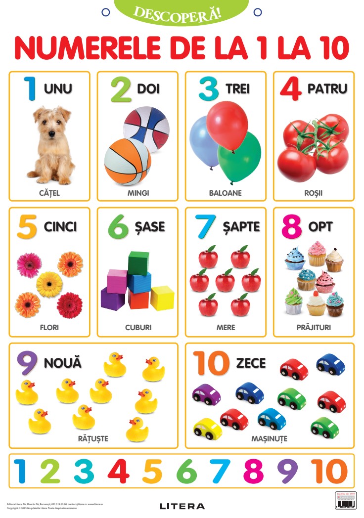 Carte Descopera! Numerele de la 1 la 10 (planse educationale) editura Litera