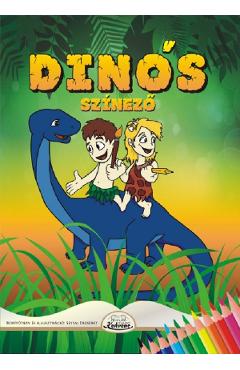 Carte Dinos szinezo editura -