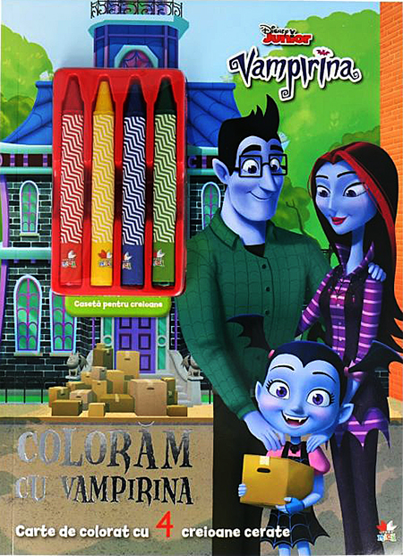 Carte Disney Junior. Vampirina. Coloram cu Vampirina. Conține 4 creioane cerate   editura Litera