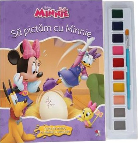 Carte Disney. Minniea. Sa pictam cu Minnie. Carte de colorat cu pensula si acuarele editura Litera