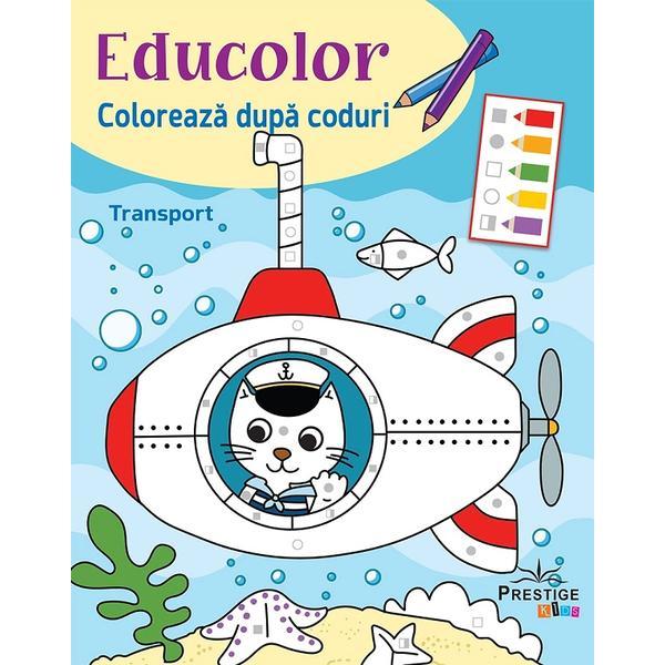 Carte Educolor: Transport. Coloreaza dupa coduri