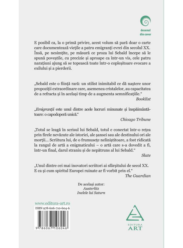 Carte Emigrantii autor W.G. Sebald editura Art