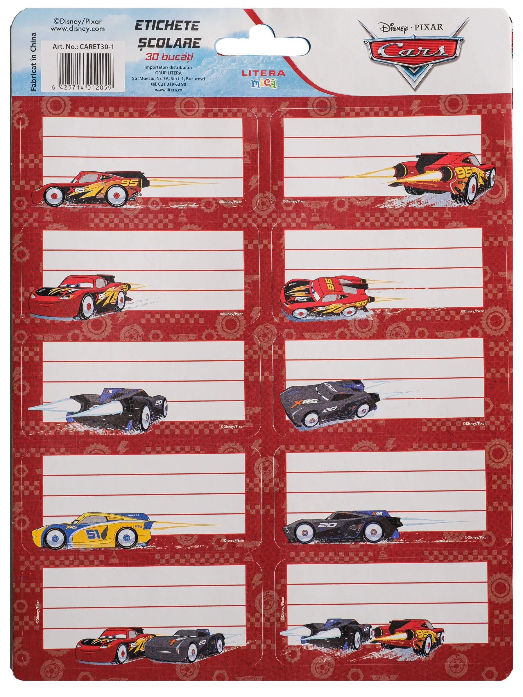 Carte Etichete autoadezive 30 buc Disney Cars editura Litera