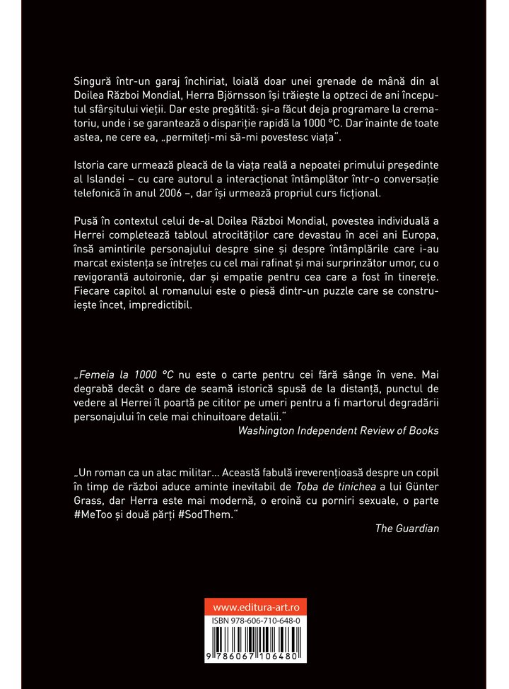 Carte Femeia la 1000°C autor Hallgrimur Helgason editura Art