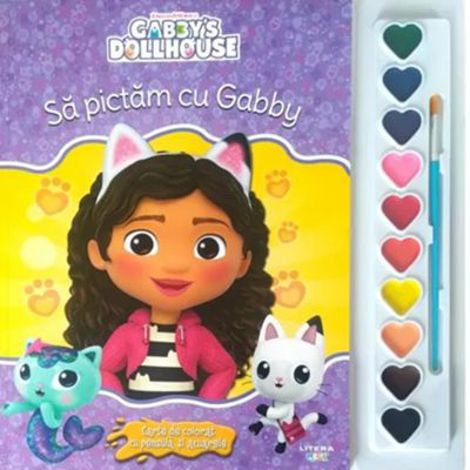 Carte Gabby's Dollhouse. Sa pictam cu Gabby. Carte de colorat cu pensula si acuarele editura Litera