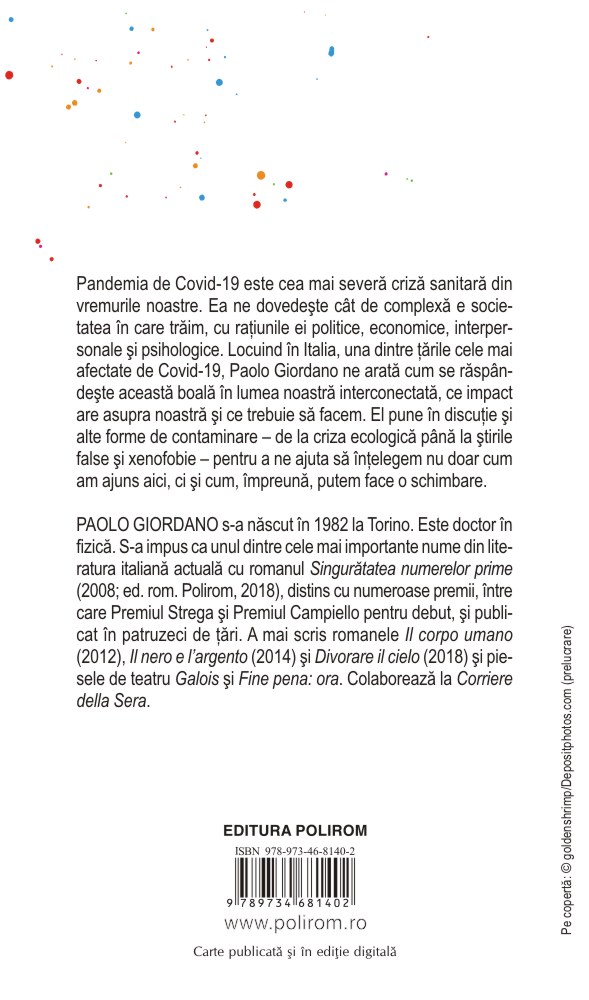 Carte In vremea contaminarii autor Paolo Giordano editura Polirom
