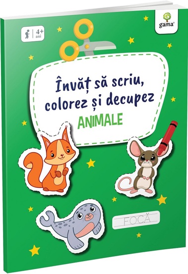 Carte Învăț să scriu colorez și decupez. Animale editura Gama