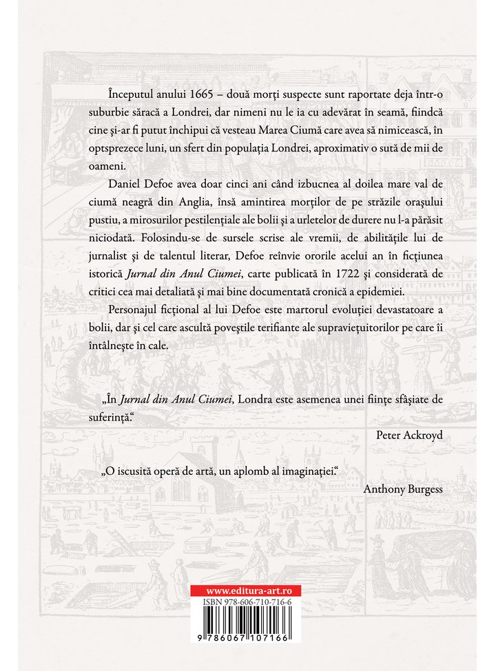 Carte Jurnal din Anul Ciumei autor Daniel Defoe editura Art