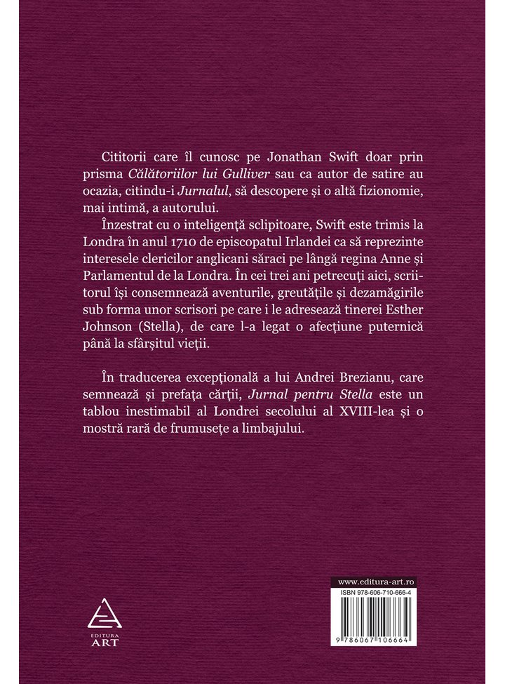 Carte Jurnal pentru Stella autor Jonathan Swift editura Art