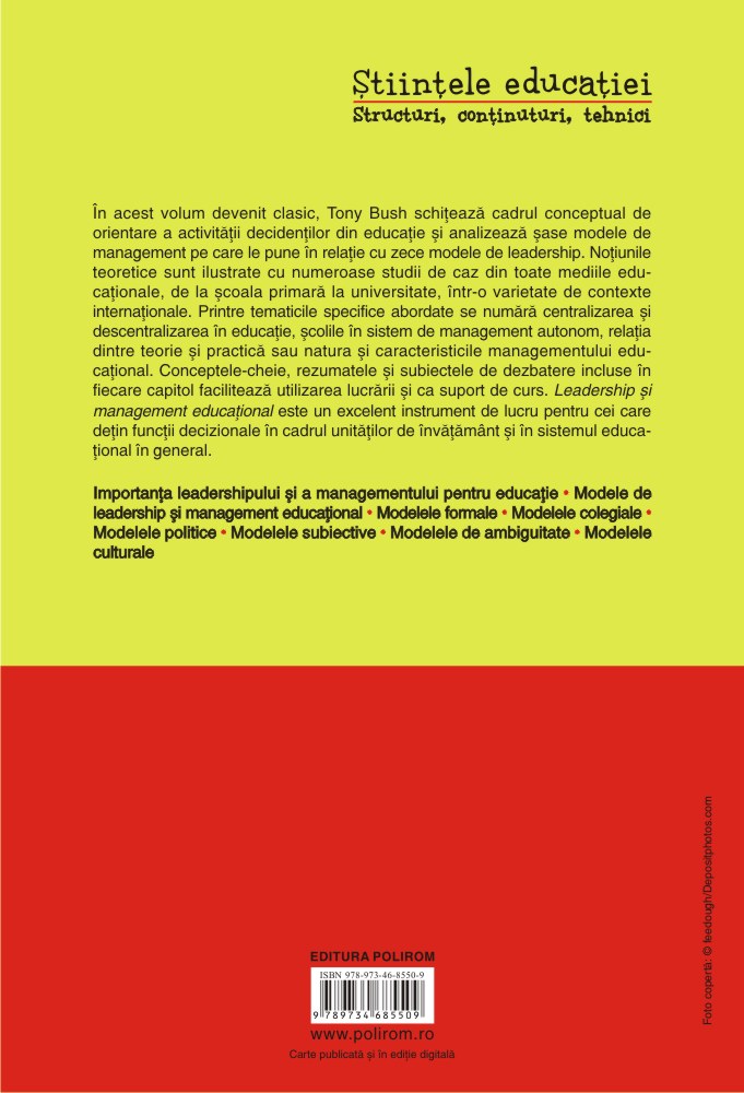 Carte Leadership si management educational autor Tony Bush editura Polirom