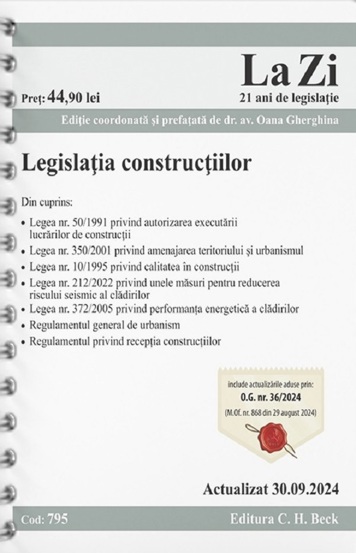 Carte Legislatia constructiilor Act.30 Septembrie 2024 editura Universul Juridic