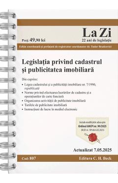 Carte Legislatia privind cadastrul si publicitatea imobiliara Act.7 mai 2025 Ed. Spiralata - Tudor Braticevici editura Tudor Braticevici