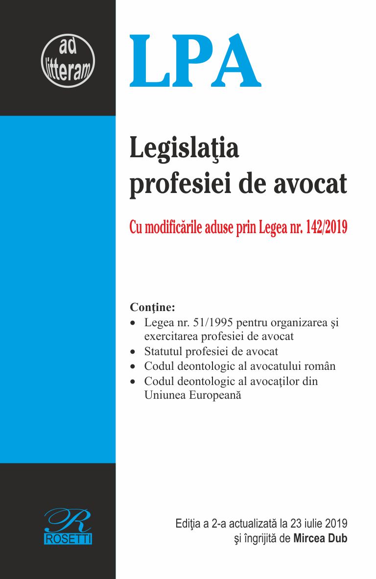 Carte Legislatia profesiei de avocat autor Mircea Dub editura Rosetti