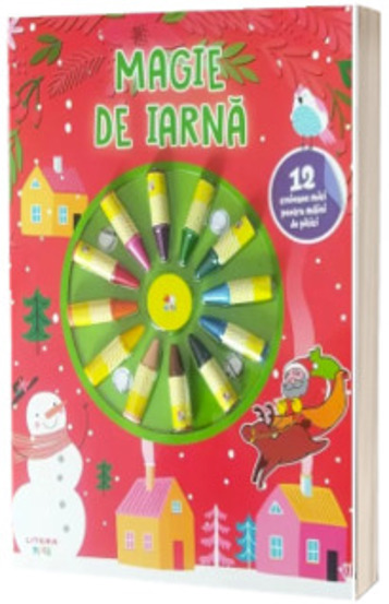 Carte Magie de iarna. Carte de colorat. 12 creioane mici pentru maini de pitici editura Litera