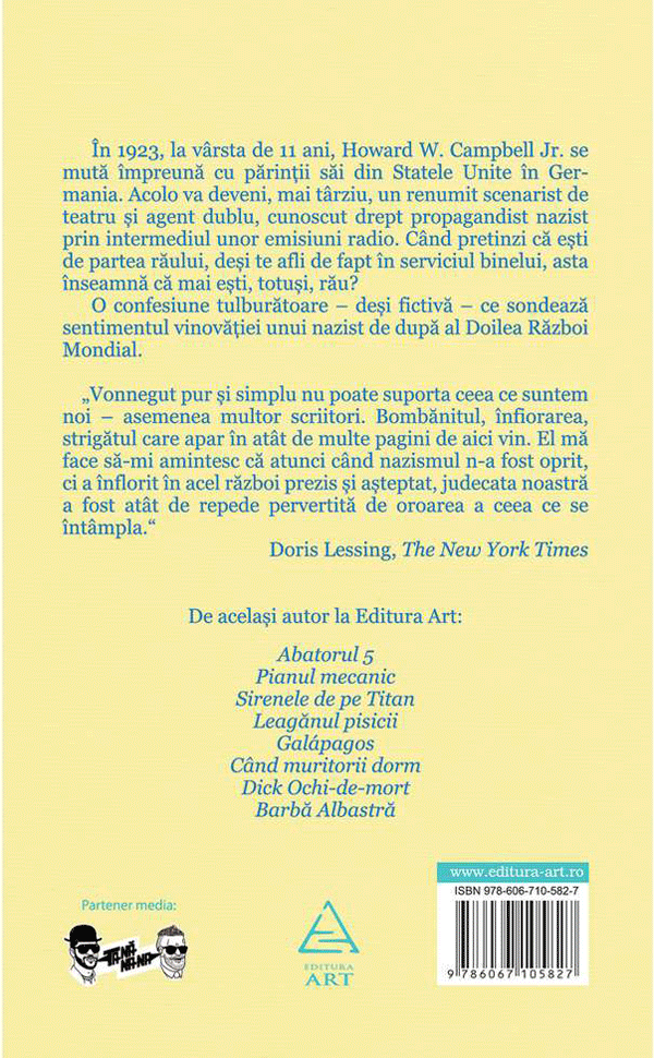 Carte Mama Noapte autor Kurt Vonnegut editura Art