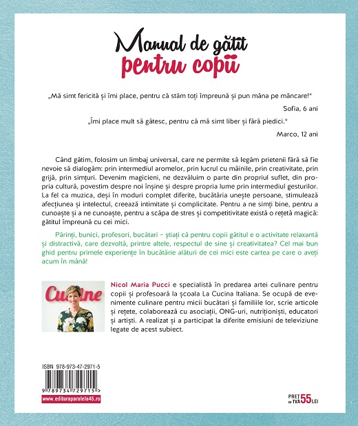 Carte Manual de gatit pentru copii autor Nicol Maria Pucci editura Paralela 45