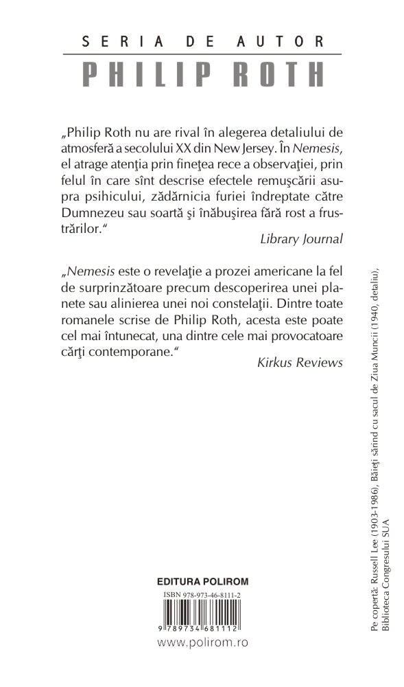 Carte Nemesis autor Philip Roth editura Polirom