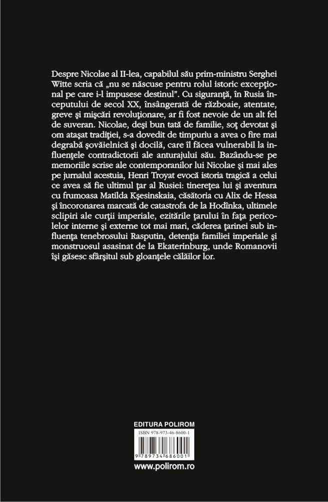 Carte Nicolae al II-lea. Ultimul tar autor Henri Troyat editura Polirom