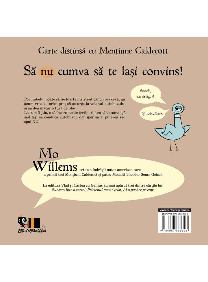Carte Nu lasa porumbelul la volan! autor Mo Willems editura Vlad si cartea cu Genius