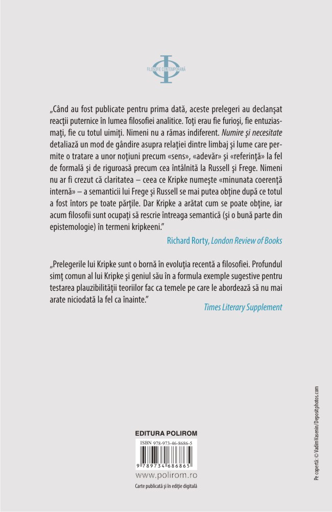 Carte Numire si necesitate autor Saul Kripke editura Polirom