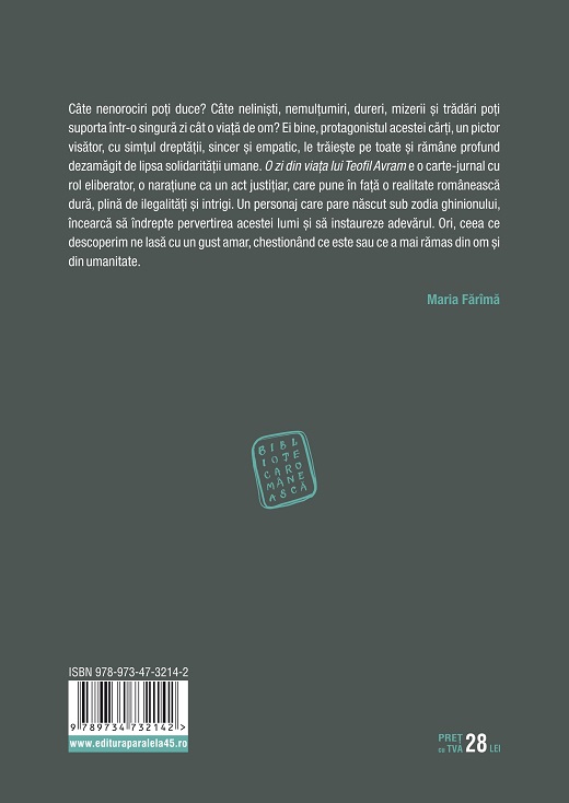 Carte O zi din viata lui Teofil Avram autor Viorel Savin editura Paralela 45