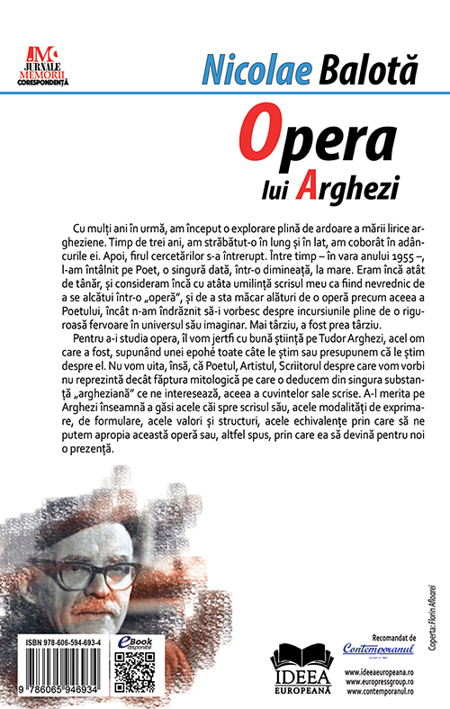 Carte Opera lui Tudor Arghezi autor Nicolae Balota editura Ideea Europeana
