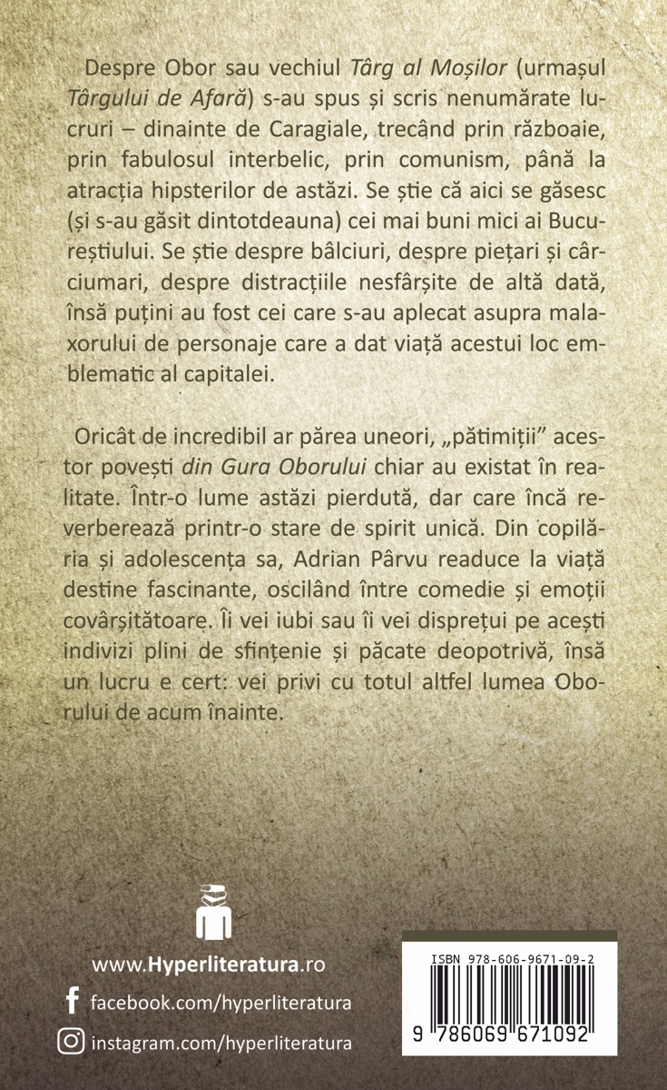 Carte Patimi auzite din Gura Oborului autor Adrian Parvu editura Hyperliteratura