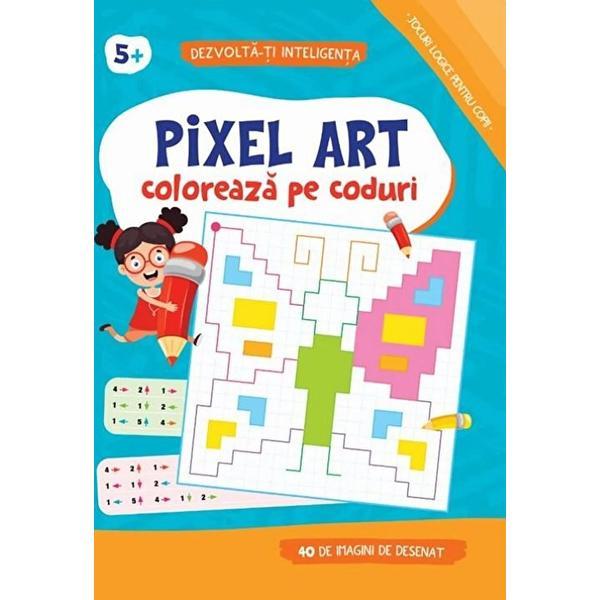 Carte Pixel art. Coloreaza pe coduri 5 ani+