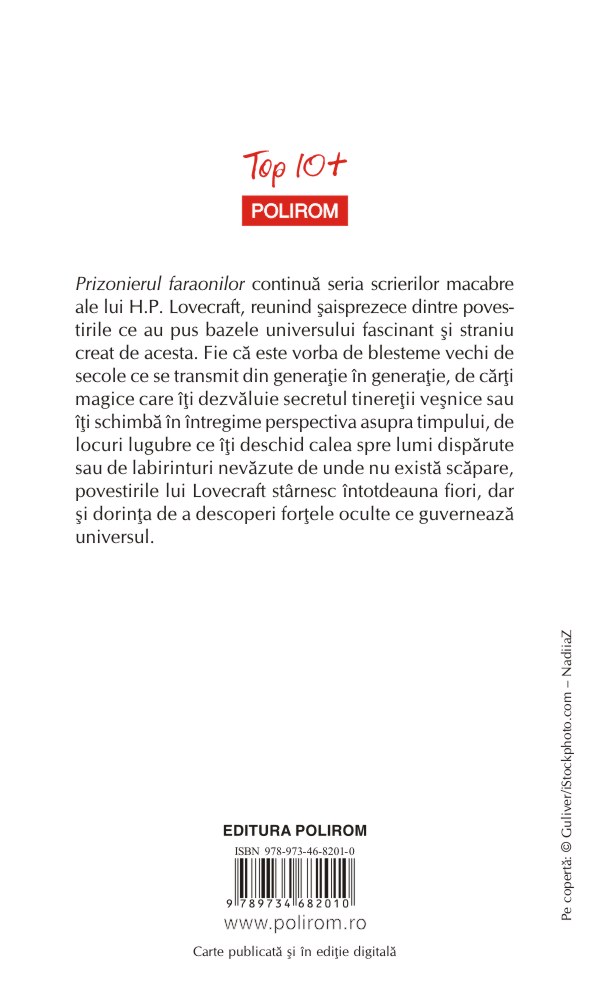 Carte Prizonierul faraonilor autor H.P. Lovecraft editura Polirom